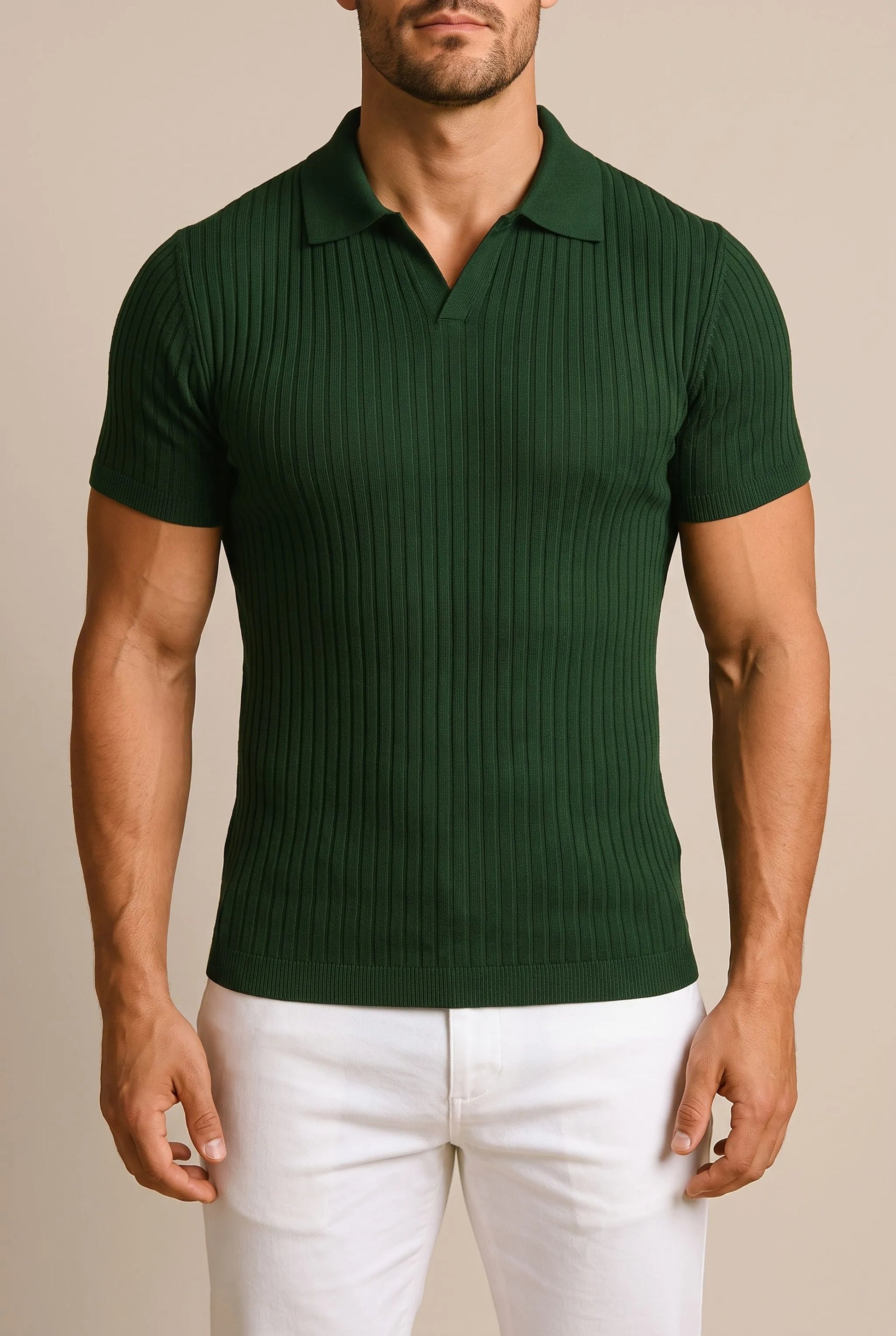Vectis | Körperbetontes Geripptes Poloshirt