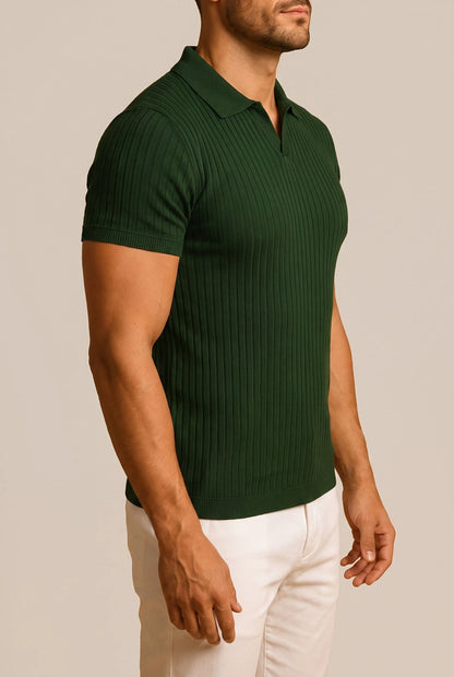 Vectis | Körperbetontes Geripptes Poloshirt