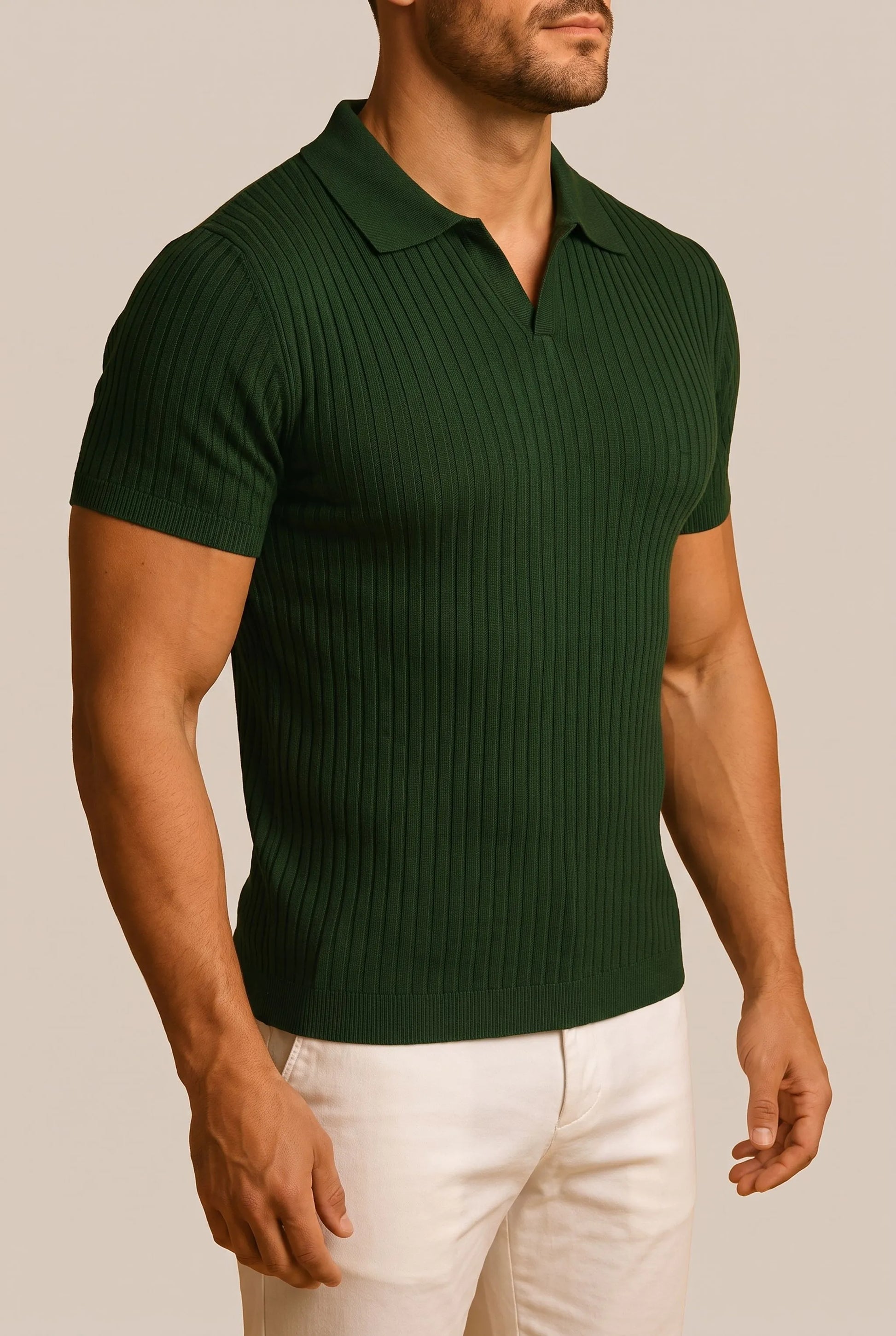 Vectis | Körperbetontes Geripptes Poloshirt
