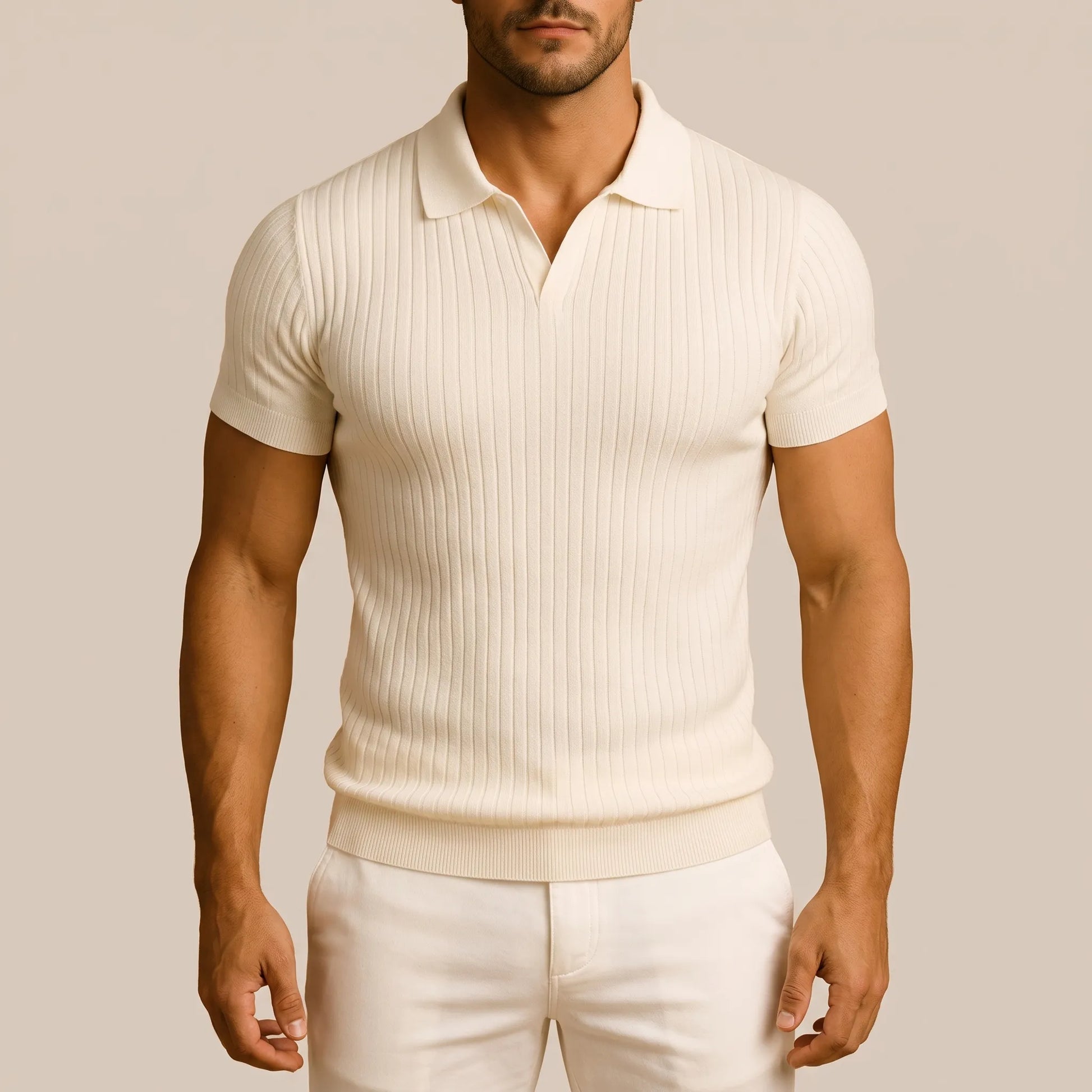 Vectis | Körperbetontes Geripptes Poloshirt