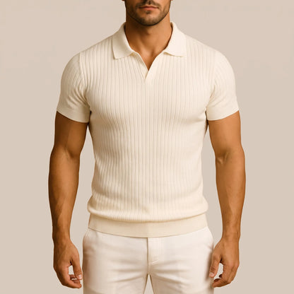 Vectis | Körperbetontes Geripptes Poloshirt