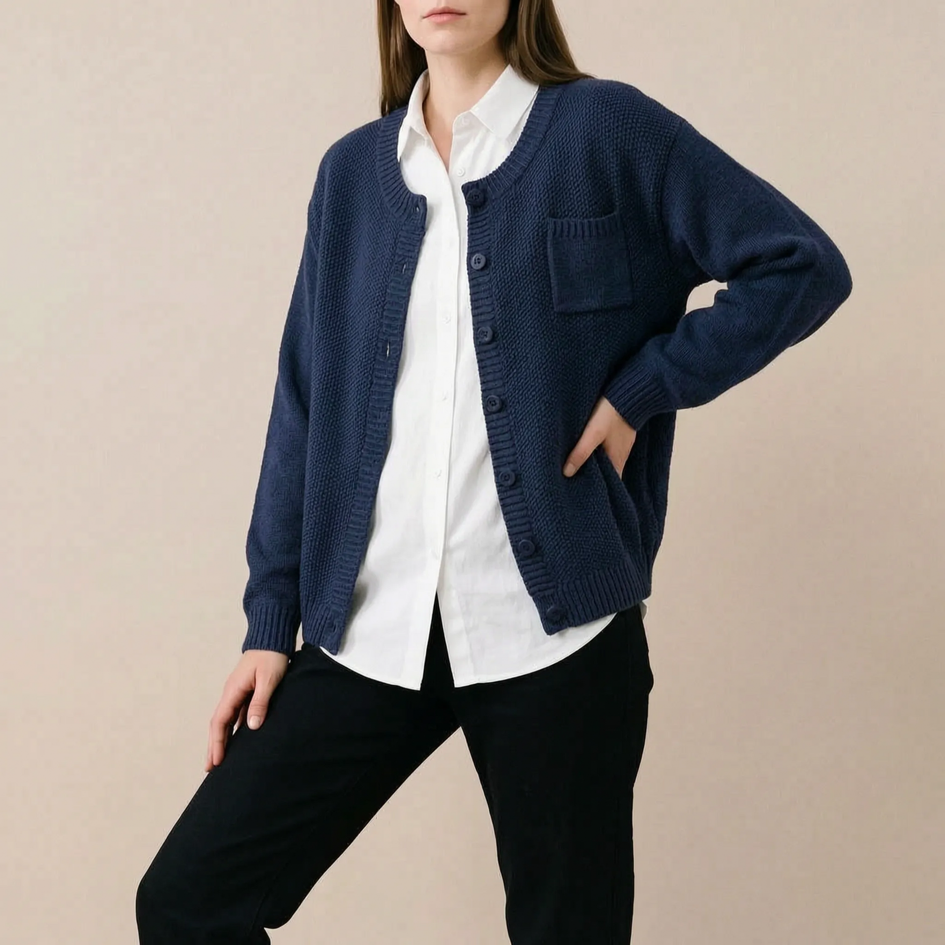 Veldra | Vielseitige Einfarbige Strickjacke