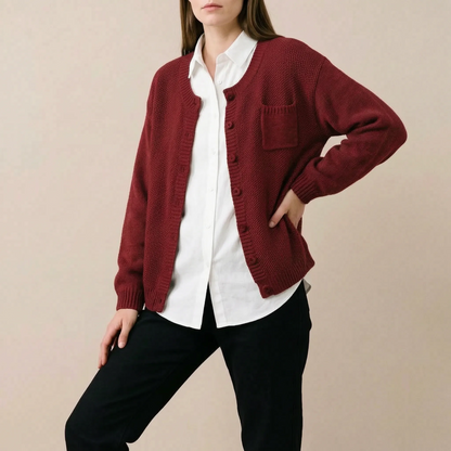 Veldra | Vielseitige Einfarbige Strickjacke