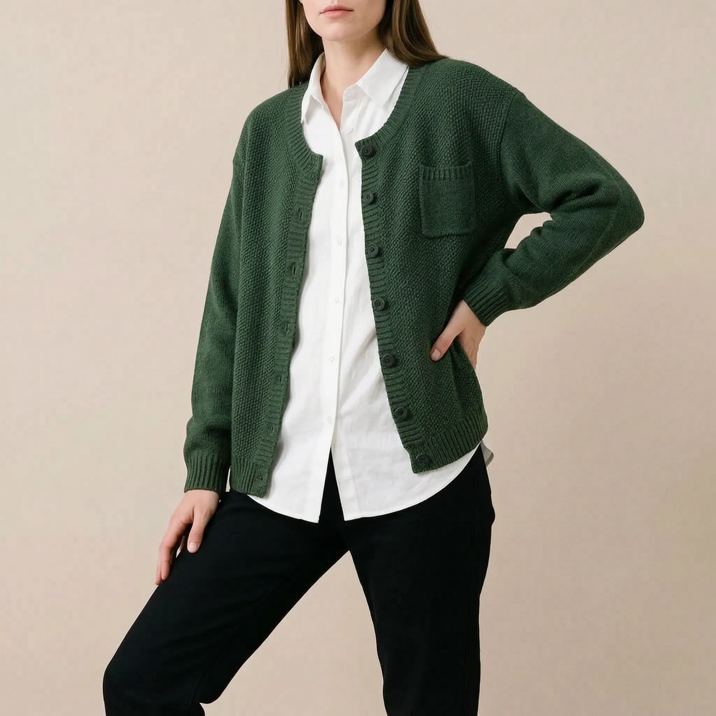 Veldra | Vielseitige Einfarbige Strickjacke