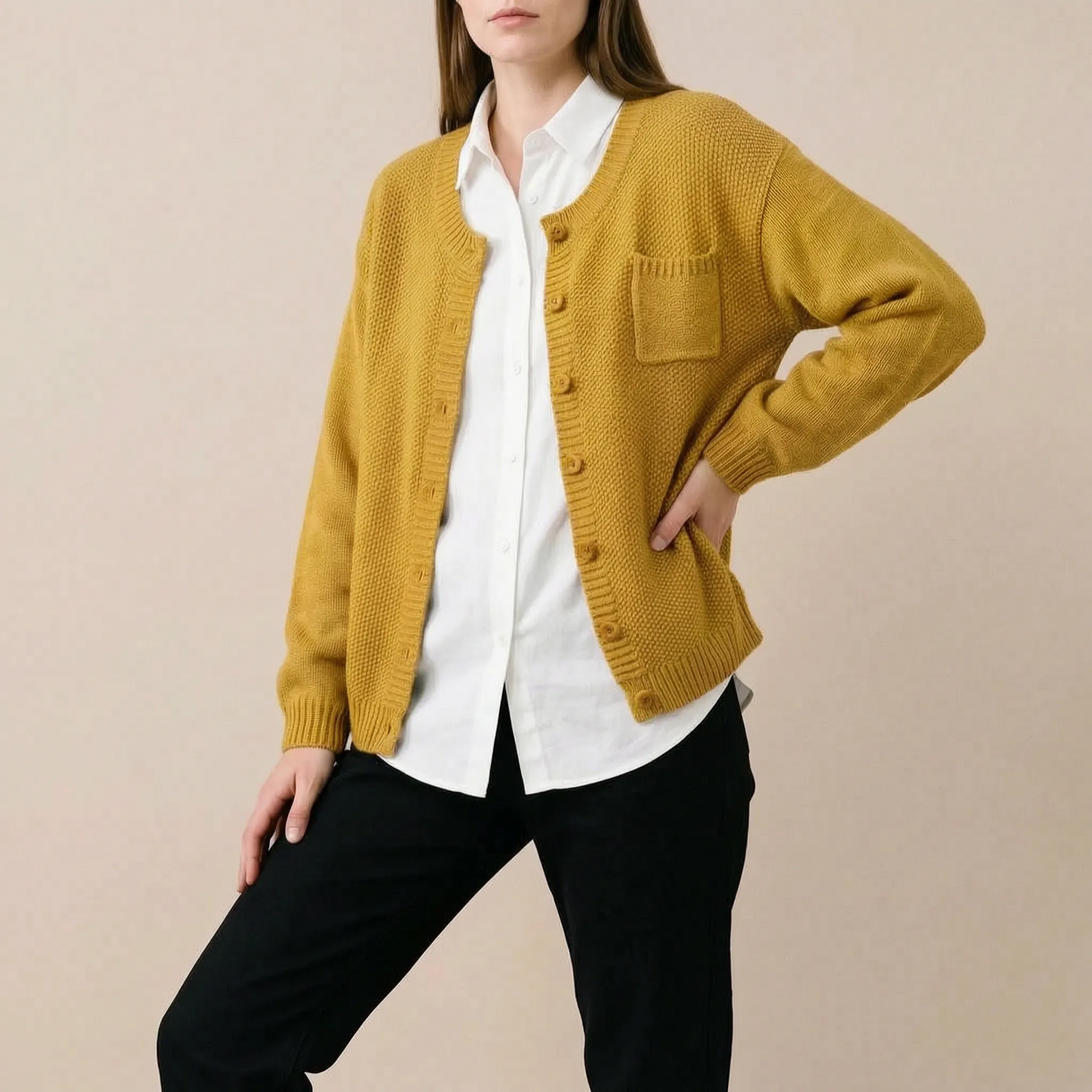 Veldra | Vielseitige Einfarbige Strickjacke