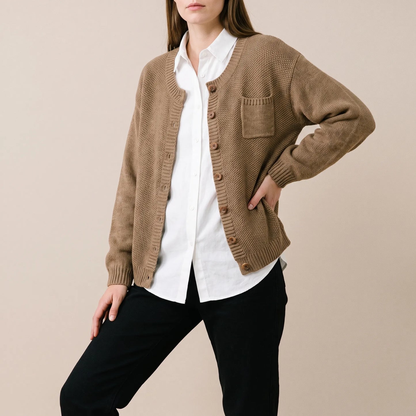 Veldra | Vielseitige Einfarbige Strickjacke