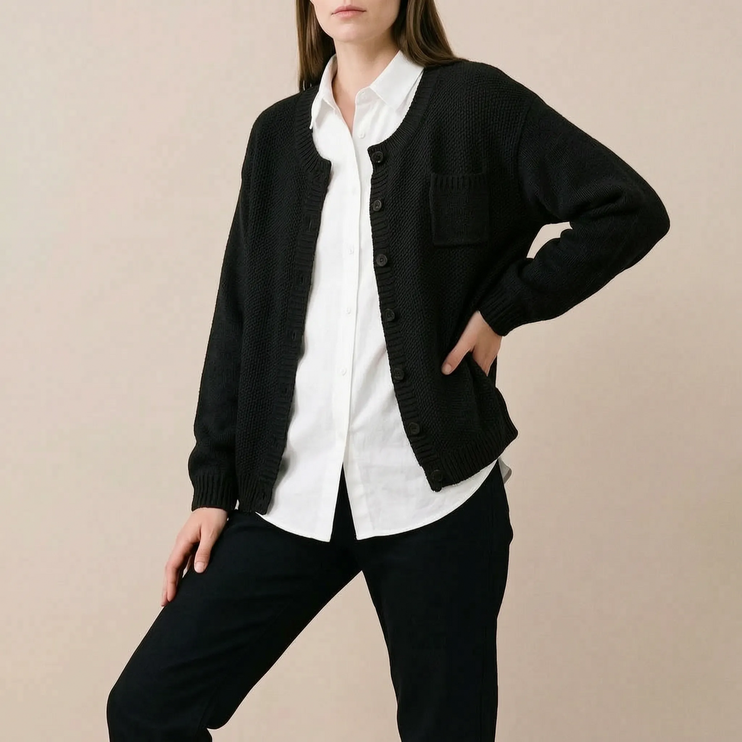 Veldra | Vielseitige Einfarbige Strickjacke
