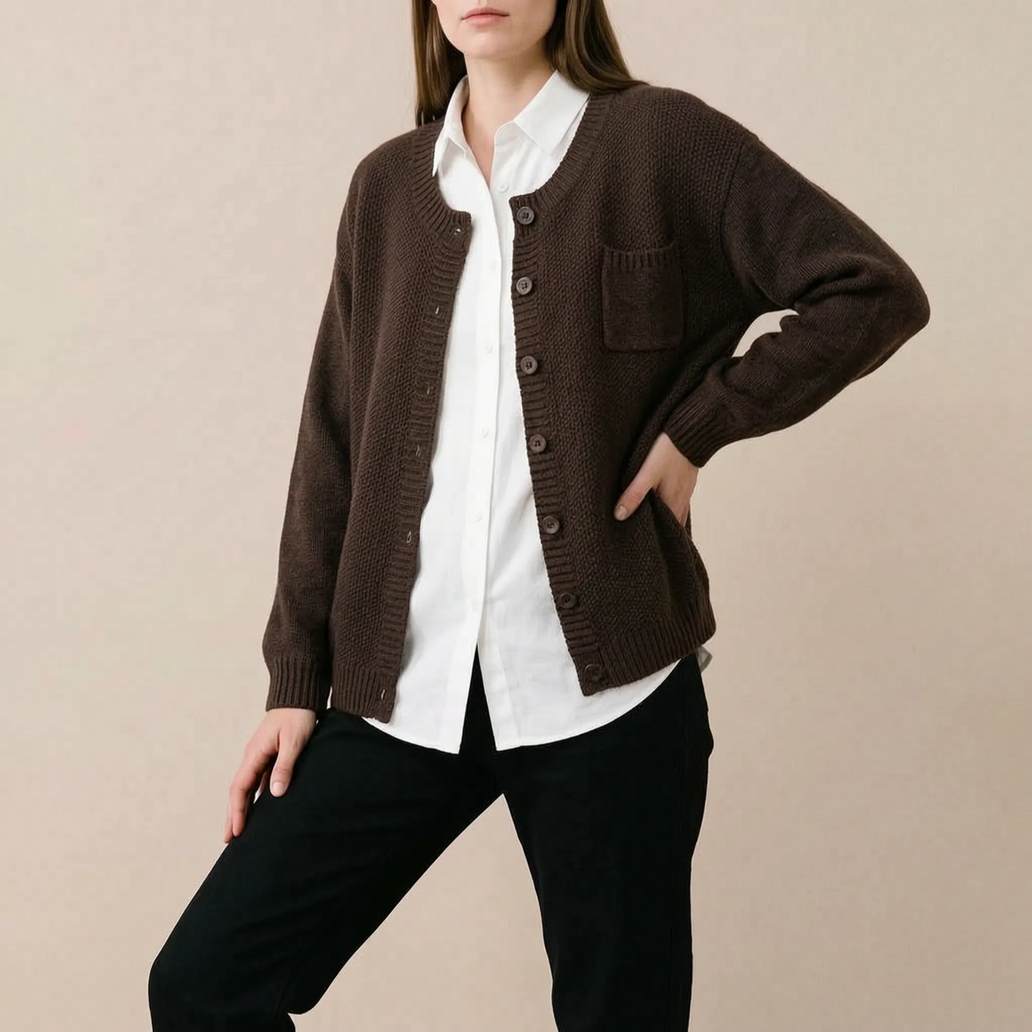 Veldra | Vielseitige Einfarbige Strickjacke