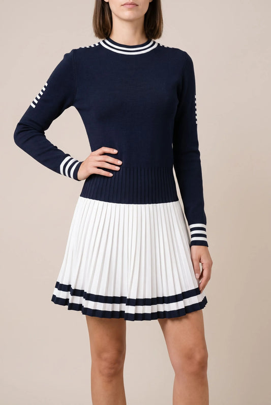Vellire | Zweifarbiges A-Linien-Strickkleid