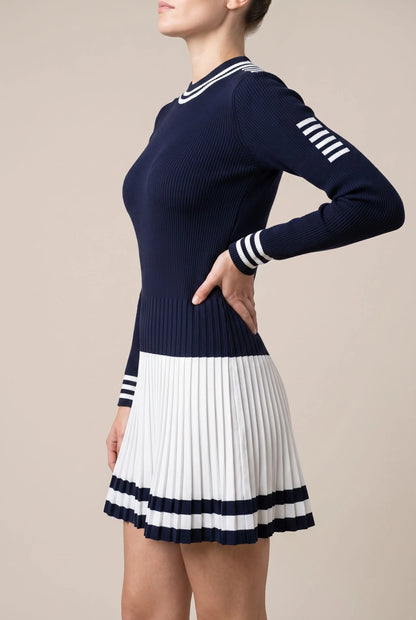 Vellire | Zweifarbiges A-Linien-Strickkleid