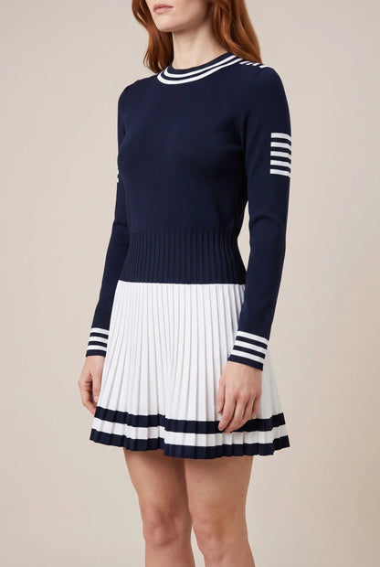 Vellire | Zweifarbiges A-Linien-Strickkleid