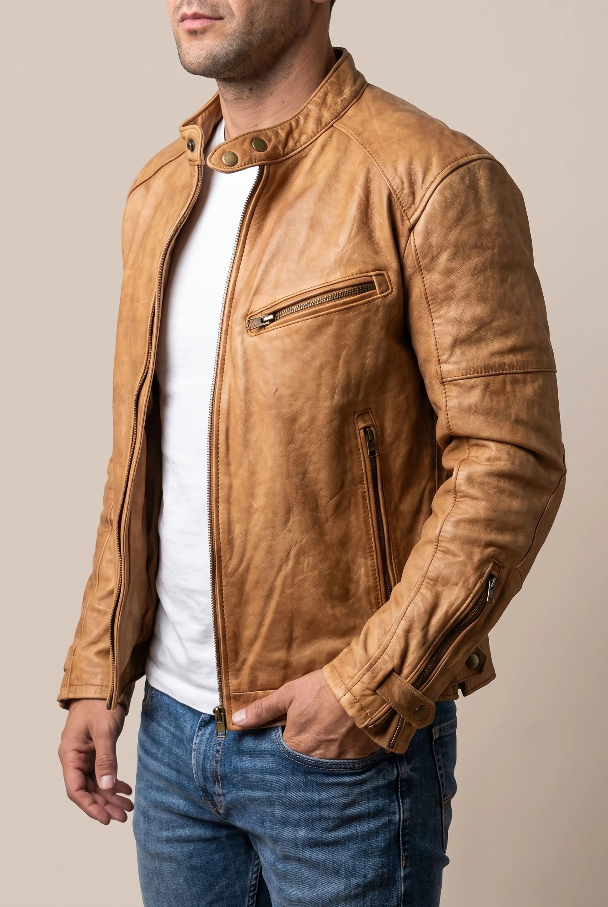 Venturex | Klassische Herrenjacke Im Bikerstil