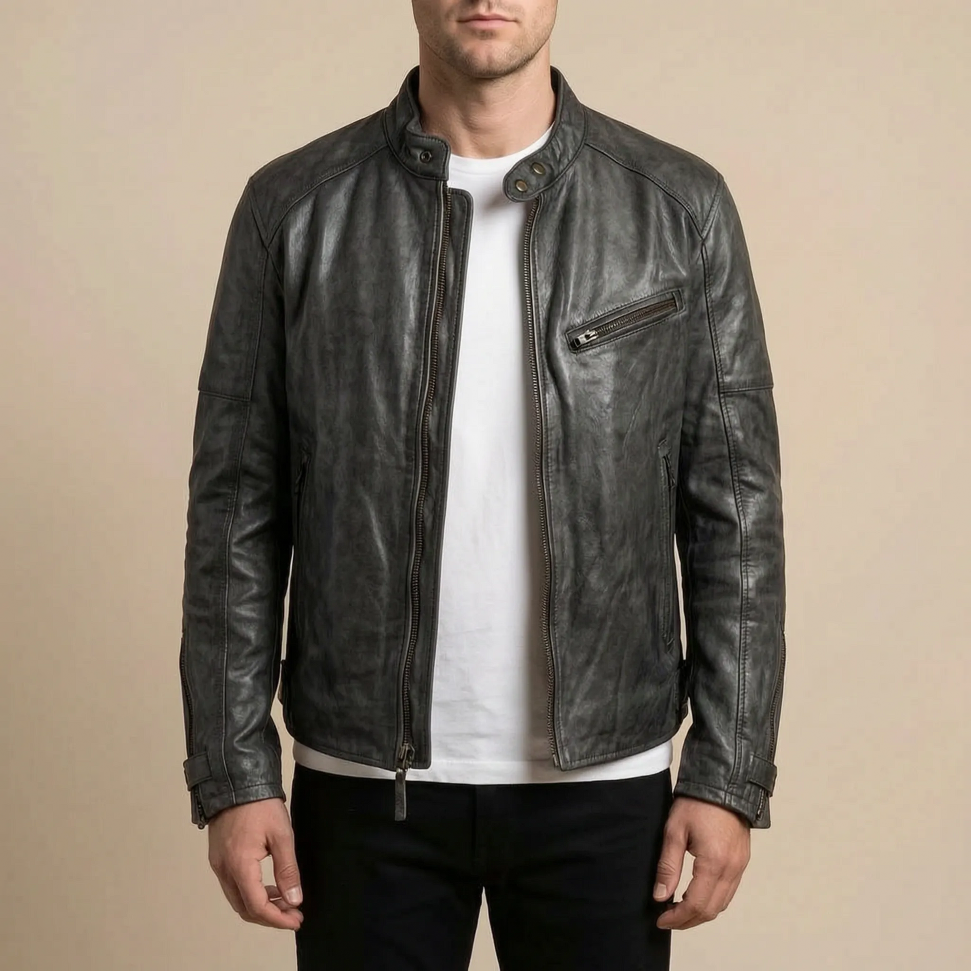 Venturex | Klassische Herrenjacke Im Bikerstil