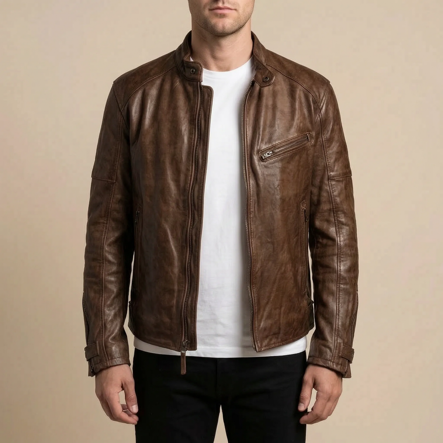 Venturex | Klassische Herrenjacke Im Bikerstil