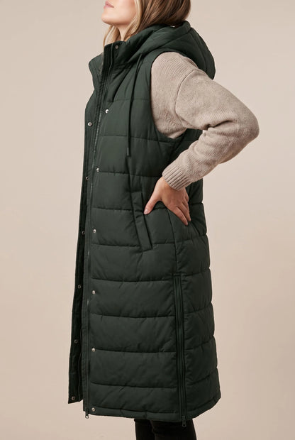 VestGlide | Lange Steppweste Mit Kapuze