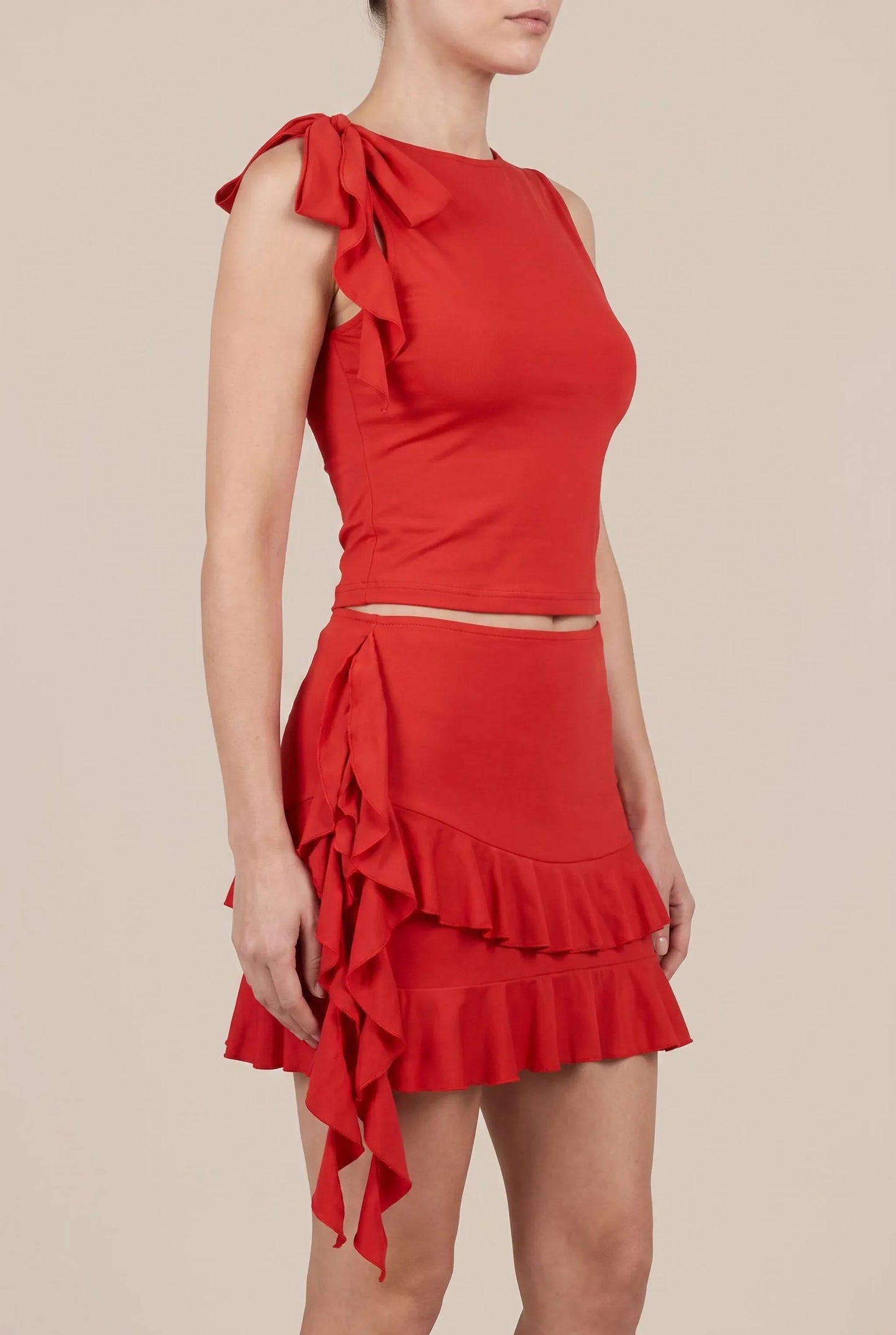 Veyla | Rotes Zweiteiler Set Damen Sommer