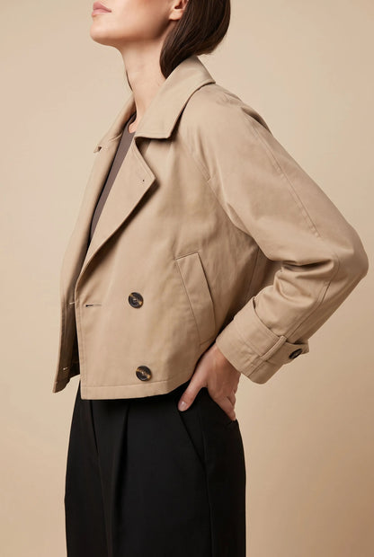 VintaCoat | Kurzer Doppelreihiger Trenchcoat
