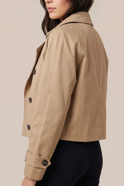 VintaCoat | Kurzer Doppelreihiger Trenchcoat