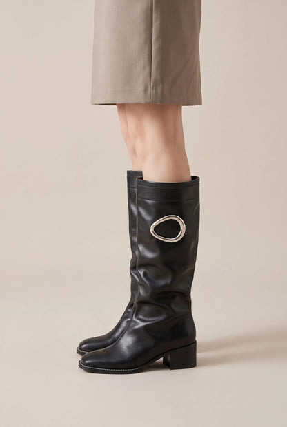Vionet | Lässige Kniestiefel Mit Breitem Absatz