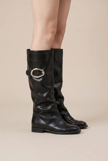 Vionet | Lässige Kniestiefel Mit Breitem Absatz