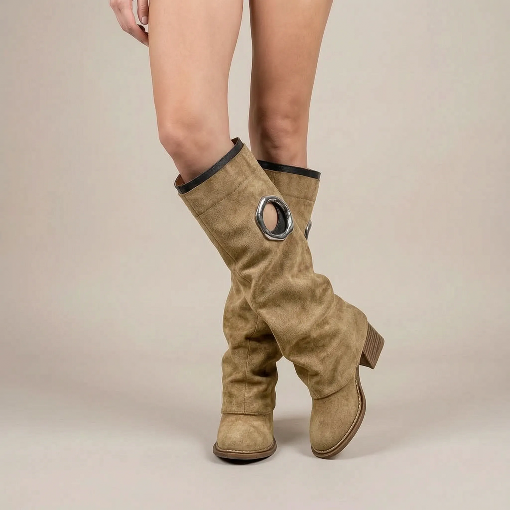 Vionet | Lässige Kniestiefel Mit Breitem Absatz