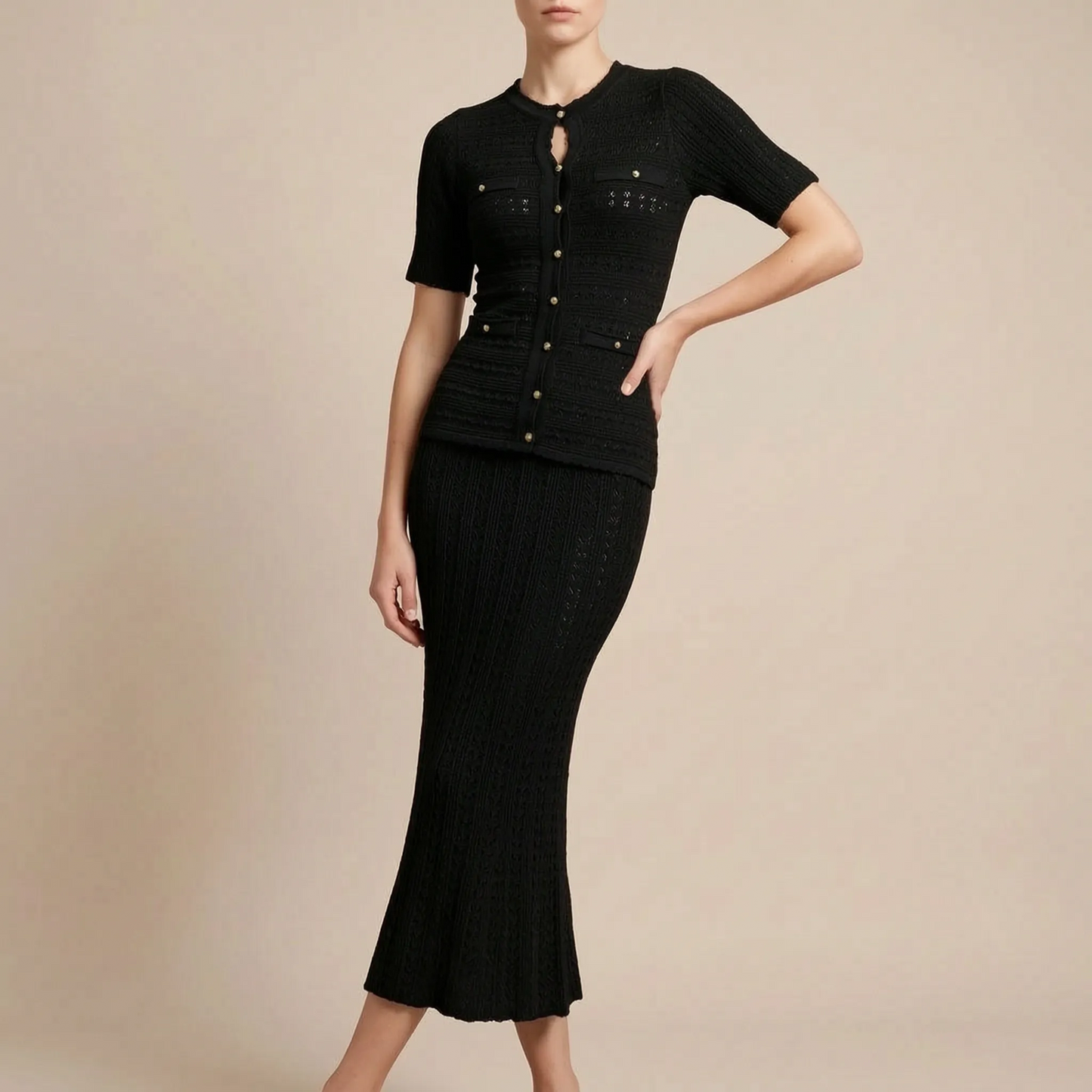 Vivalis | Elegantes Langes Strickkleid