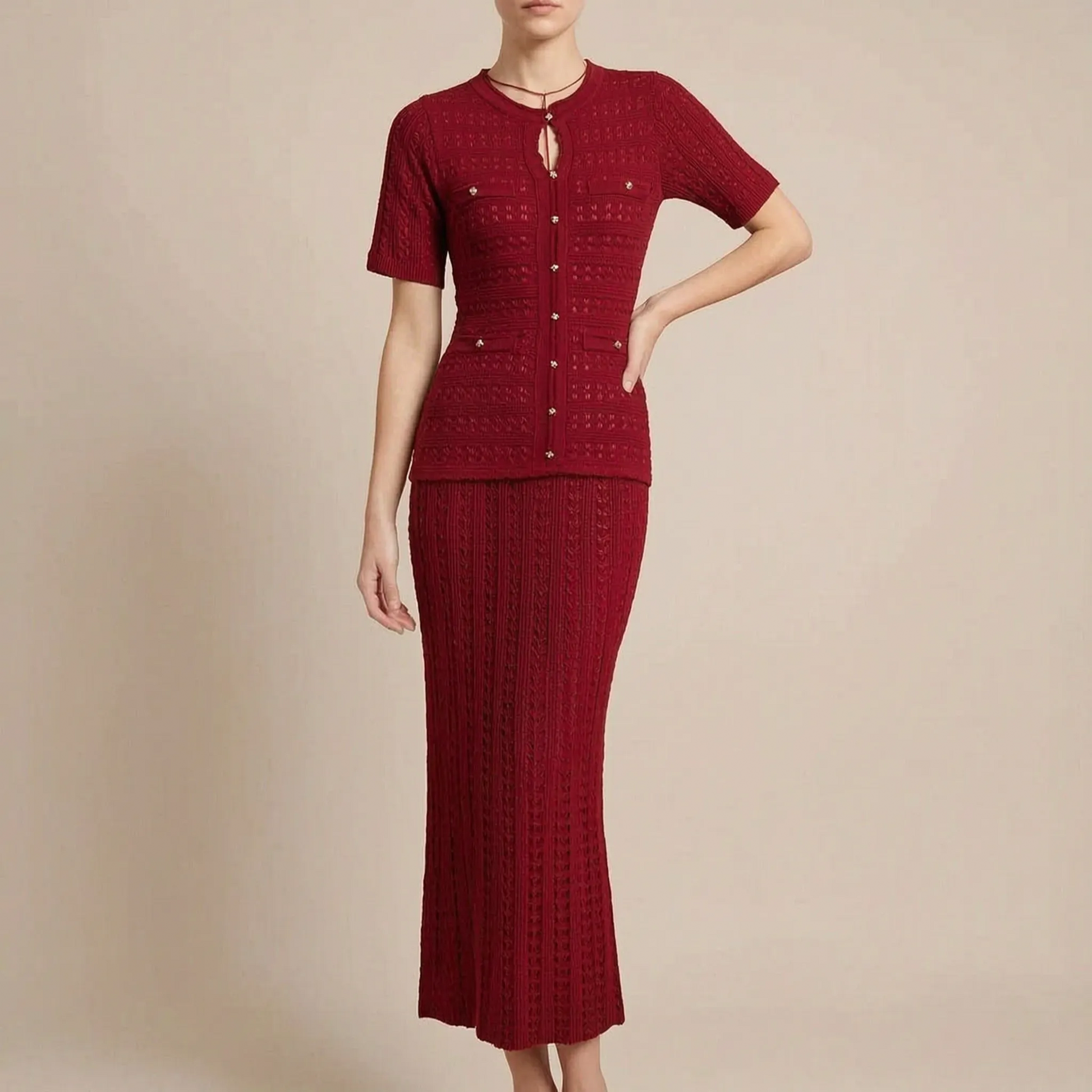 Vivalis | Elegantes Langes Strickkleid