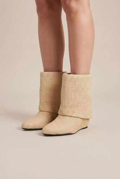 Weavera | Gewebte Absatz-Stiefeletten Mit Umgeschlagenem Schaft