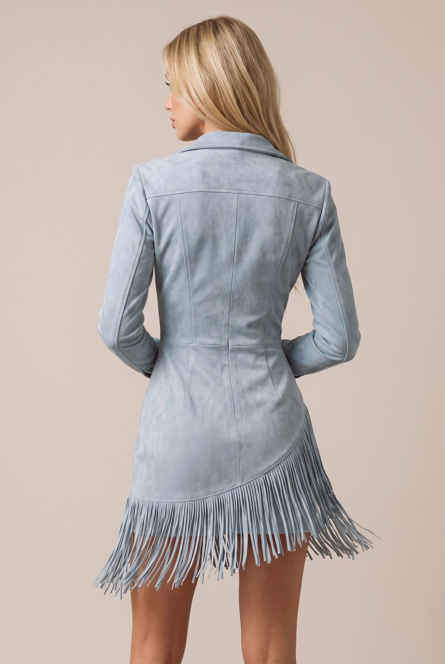 Westlyn | Blaues Minikleid Mit Fransensaum
