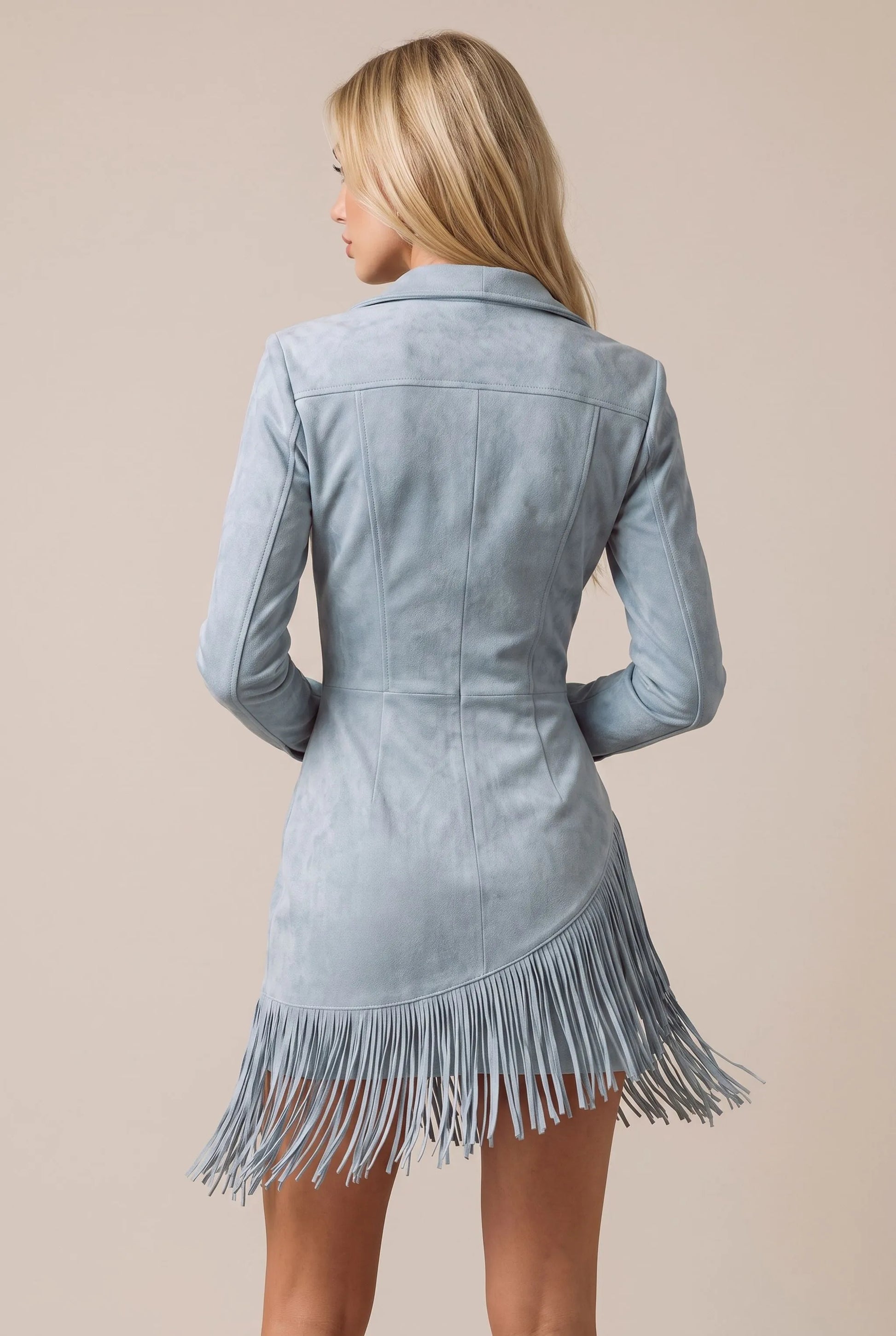 Westlyn | Blaues Minikleid Mit Fransensaum