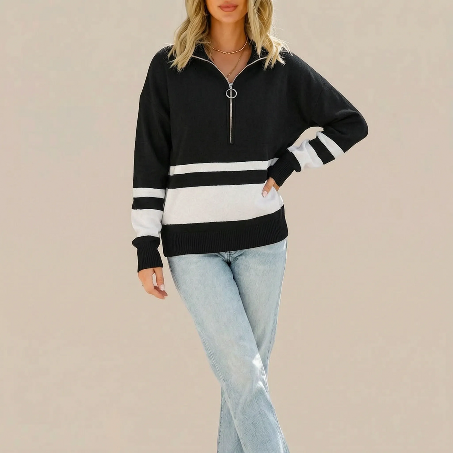 Zellara | Gestreifter Damenpullover Im Oversize-Look