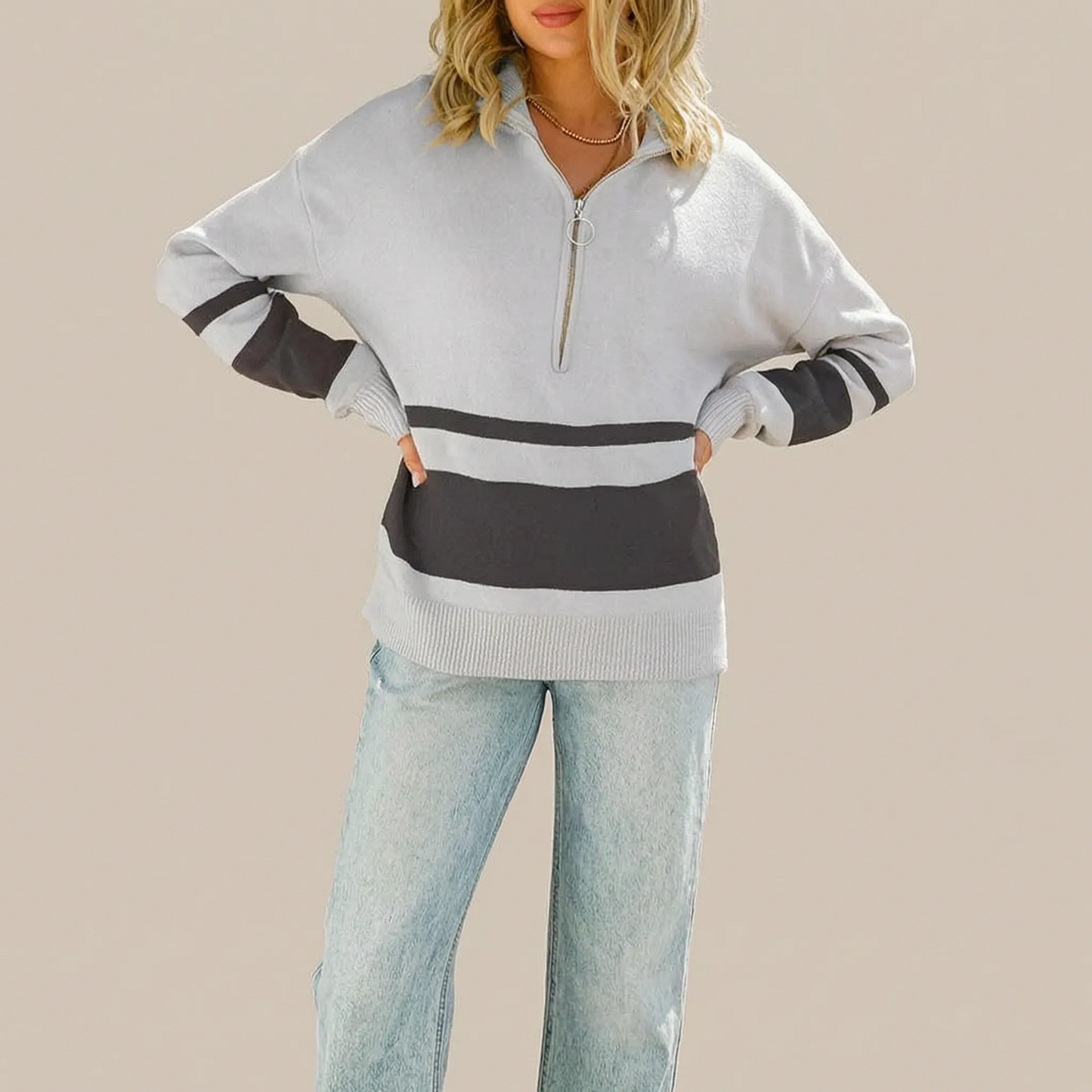 Zellara | Gestreifter Damenpullover Im Oversize-Look