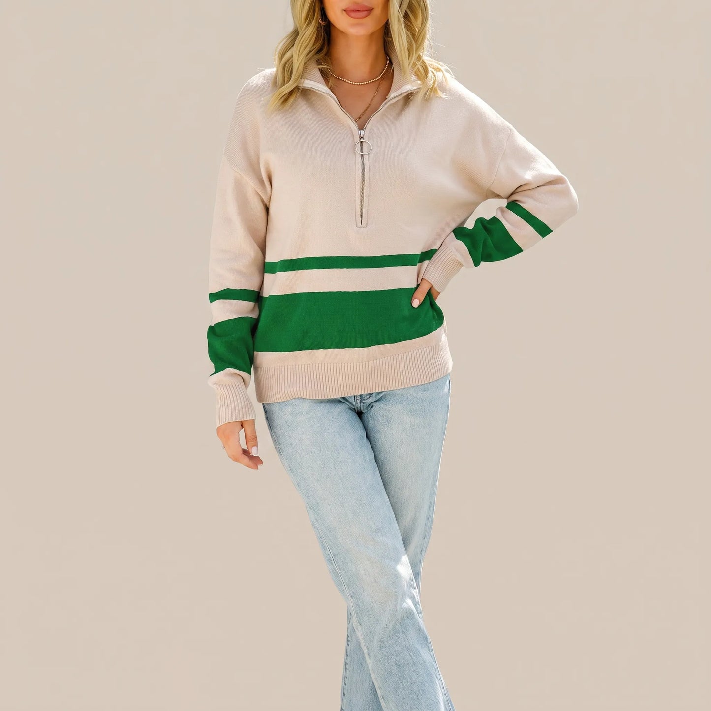 Zellara | Gestreifter Damenpullover Im Oversize-Look