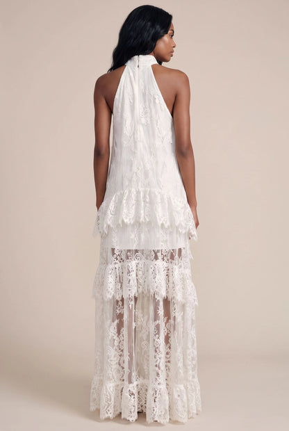 Zephyro | Fließendes Weißes Maxikleid Mit Neckholder