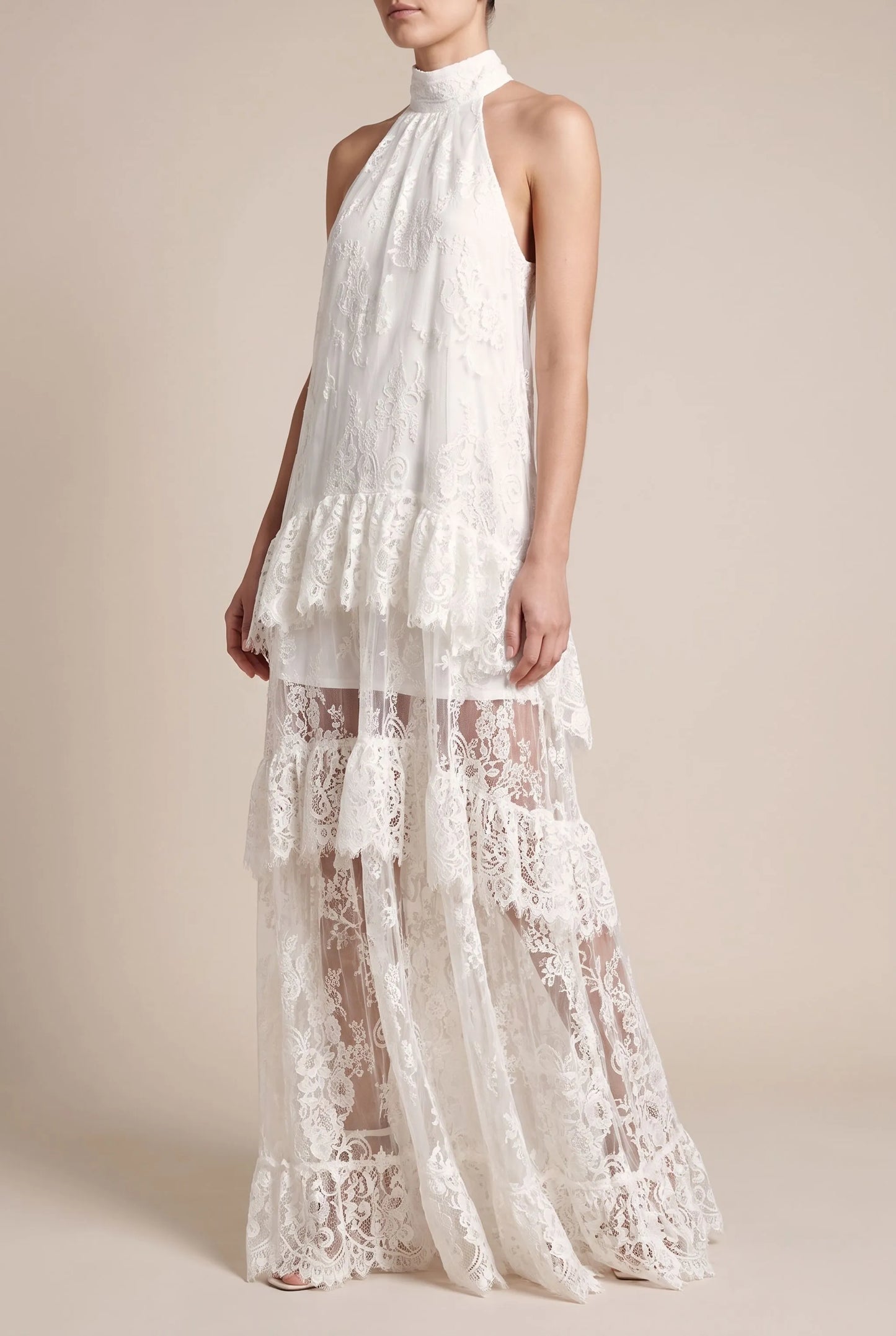 Zephyro | Fließendes Weißes Maxikleid Mit Neckholder