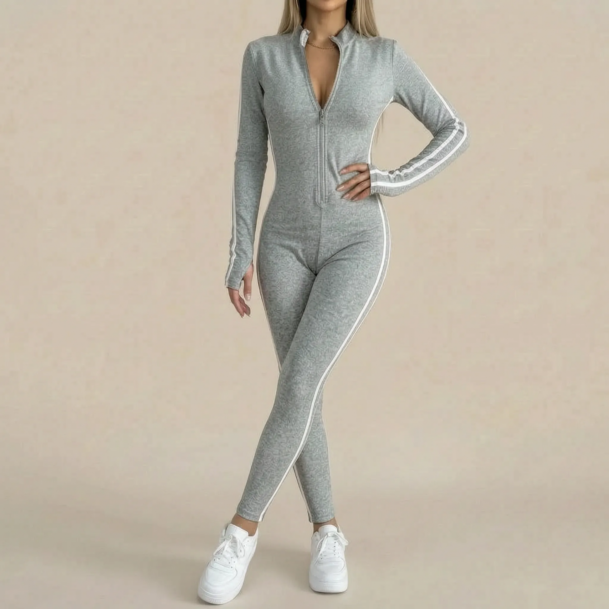 Zipline | Figurbetonter Gerippter Jumpsuit