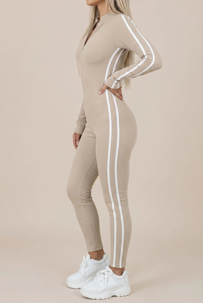 Zipline | Figurbetonter Gerippter Jumpsuit