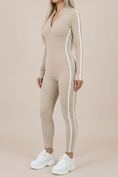 Zipline | Figurbetonter Gerippter Jumpsuit