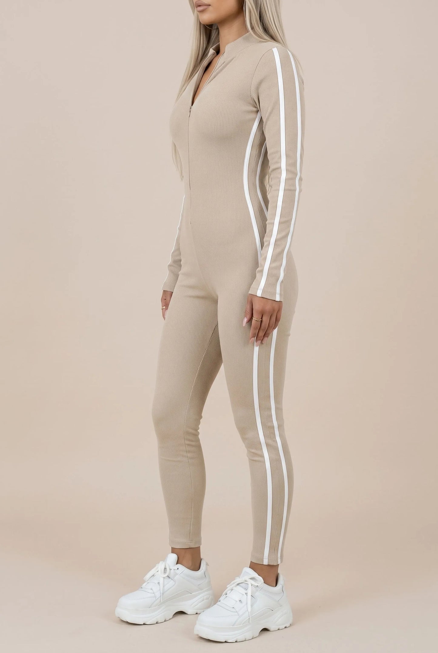 Zipline | Figurbetonter Gerippter Jumpsuit