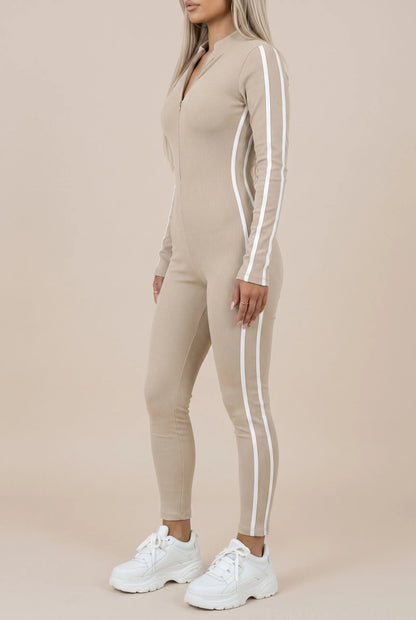 Zipline | Figurbetonter Gerippter Jumpsuit