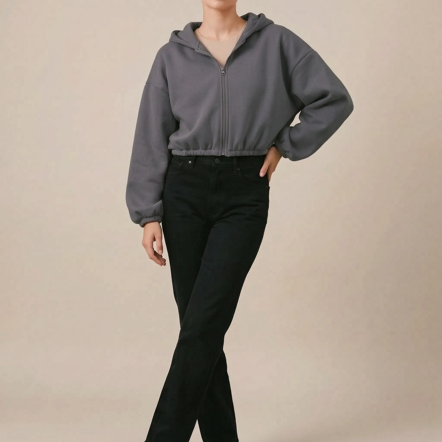 ZippoCrop | Kurzer Zip Hoodie Für Damen