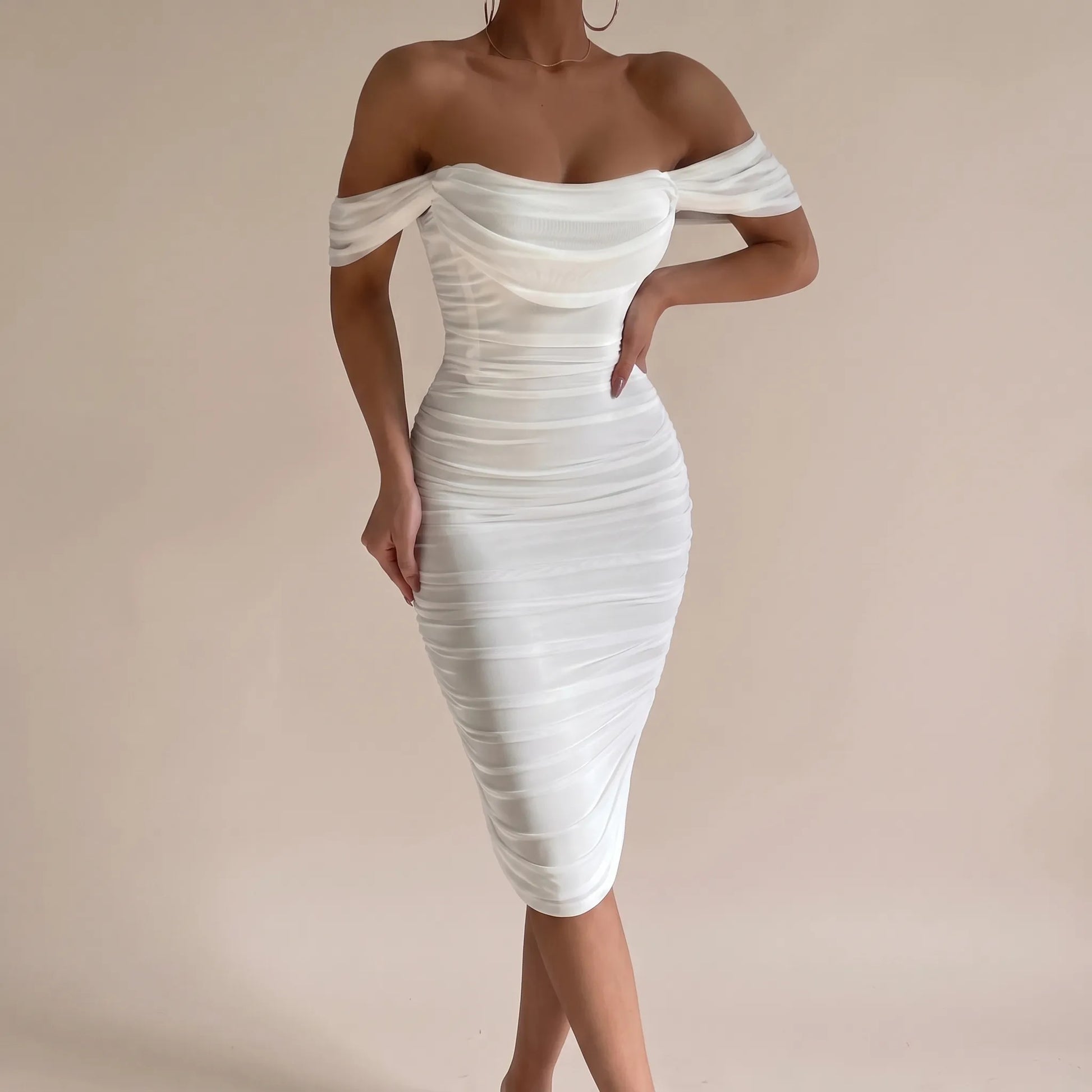 Zyla | Festliches Midikleid Off-Shoulder