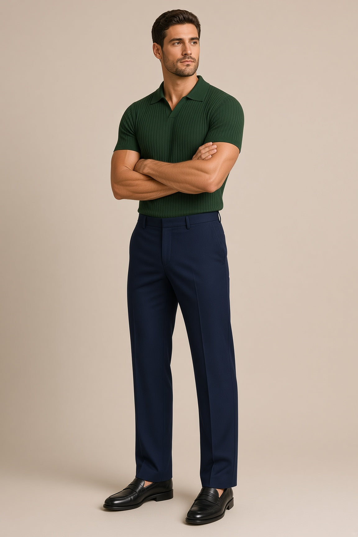 Vectis | Körperbetontes Geripptes Poloshirt