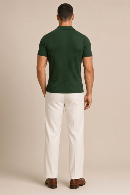 Vectis | Körperbetontes Geripptes Poloshirt