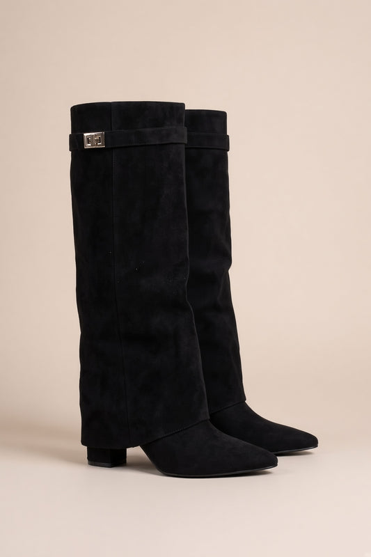 Crelia | Schwarze Fold Over Boots