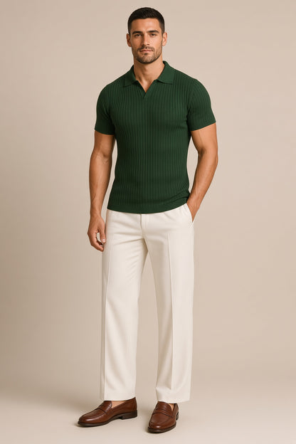 Vectis | Körperbetontes Geripptes Poloshirt