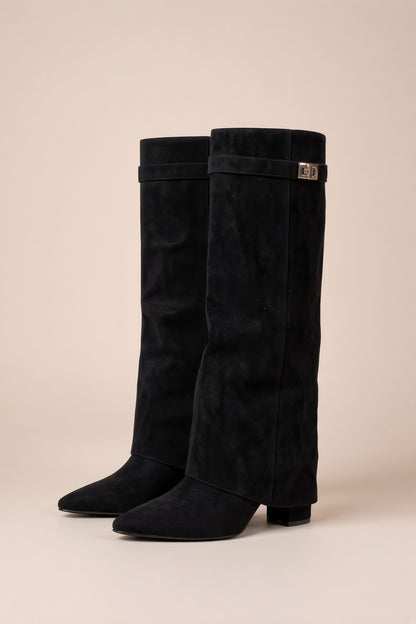 NovaBoot | Flache Kniehohe Stiefel Mit Umschlag