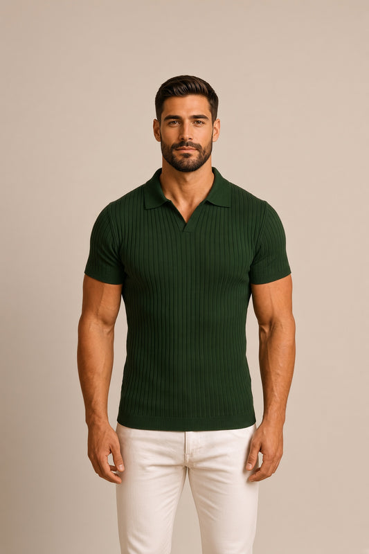 Vectis | Körperbetontes Geripptes Poloshirt